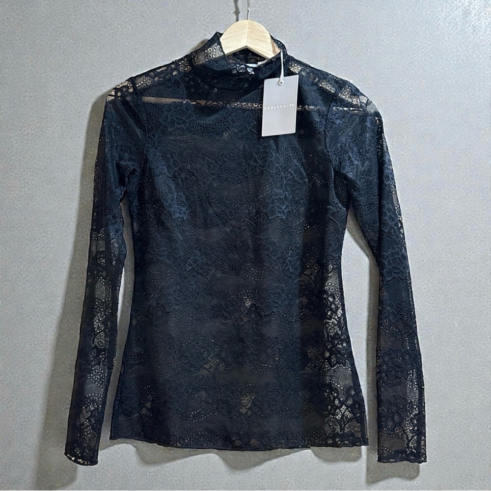 NWT - Nordstrom - Chelsea 28 - Sheer Elegant Black Lace Women's Top